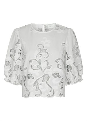 Fia embroiedery bluse White Neo Noir 